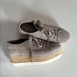 Steve Madden Taupe Suede Platform Espadrille Sneakers